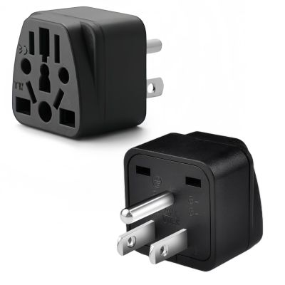 2 Pack US Travel Plug Adapter, EU,AU,UK,CN,to USA(Type B),Grounded 3 Prong for USA Wall Plug,Wall Outlet Power Charger Converter