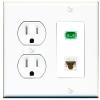 RiteAV 1 Port Fiber Optic Jack SC Simplex APC + Cat6 Wall Plate - Tamper Resistant Round Outlet White view 1