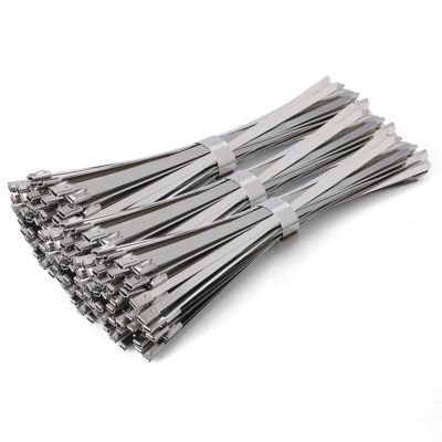 100PCS Metal Zip Ties - 304 Stainless Steel 10mm Wide Metal Zip Ties Heavy Duty OutdoorSelf-Locking Stainless Steel Zip TiesSuitable for Machinery, Vehicles, Farms, Cables, Pipelines, Fences(100mm)