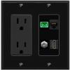 RiteAV 1 Port Fiber Optic Jack SC Simplex APC + Cat6 + Coax + HDMI Wall Plate - Outlet Black/Black view 1
