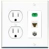 RiteAV 1 Port Fiber Optic Jack SC Simplex APC + Cat6 + Coax Wall Plate - Tamper Resistant Round Outlet White view 1
