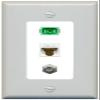 RiteAV 1 Port Fiber Optic Jack SC Simplex APC + Cat6 + Coax Wall Plate - 1 Gang Gray/White view 1