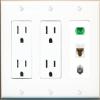 RiteAV 1 Port Fiber Optic Jack SC Simplex APC + Cat6 + Coax Wall Plate - 2 Outlet White view 1