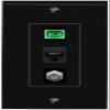 RiteAV 1 Port Fiber Optic Jack SC Simplex APC + Cat6 + Coax Wall Plate - 1 Gang Black/Black view 1