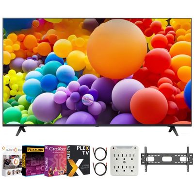 LG 50UT7570PUB 50-Inch UT75 Series LED Smart TV 4K (2024) Bundle with Deco Mount 37"-100" TV Wall Mount + Tech Smart USA Premiere Movies Streaming +6-Outlet Surge Adapter & More