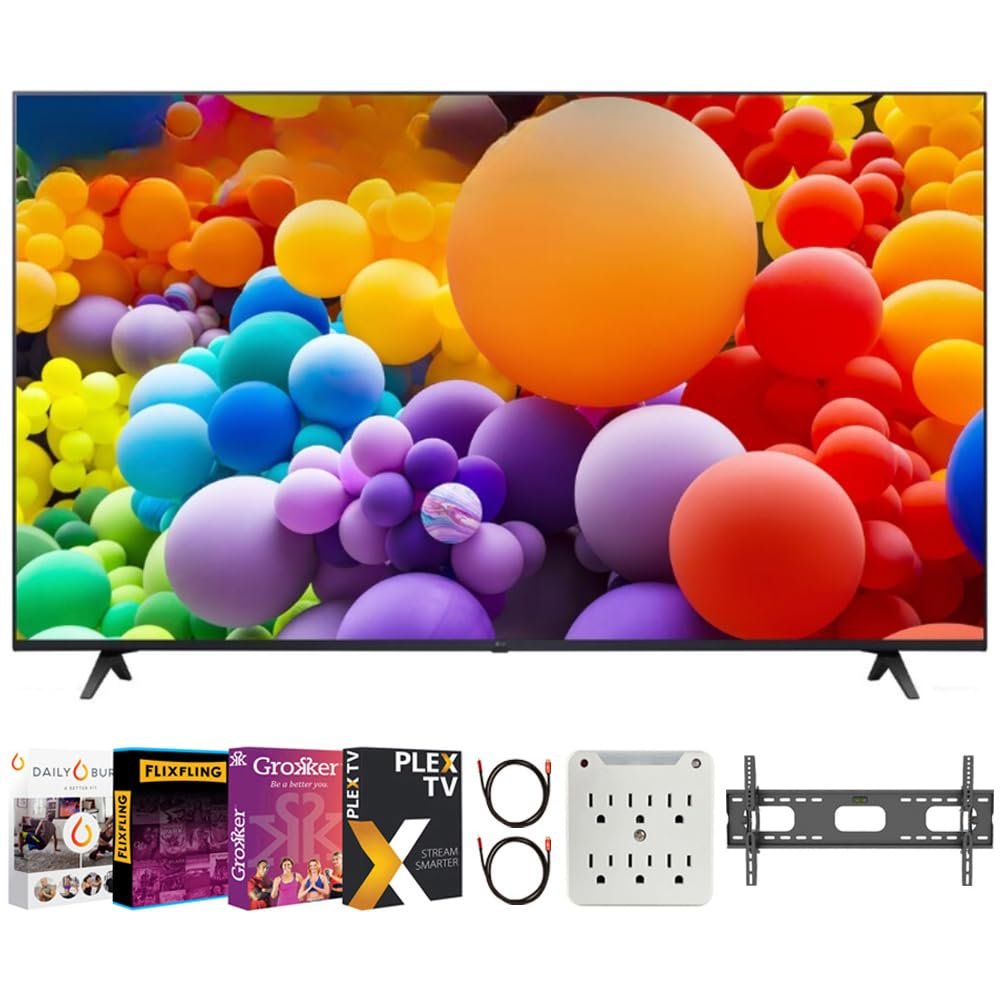 LG 50UT7570PUB 50-Inch UT75 Series LED Smart TV 4K (2024) Bundle with Deco Mount 37"-100" TV Wall Mount + Tech Smart USA Premiere Movies Streaming +6-Outlet Surge Adapter & More