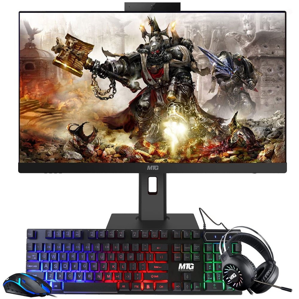 Gaming All in one PC 24 Inch FHD Touchscreen, MTG Yama, Intel Core i5 10th Gen, 32GB RAM, 1TB NVME | 2TB SSD,GT 1030 4GB DDR4 Graphics, Webcam, RGB Combo, Windows 11 Home (Renewed)