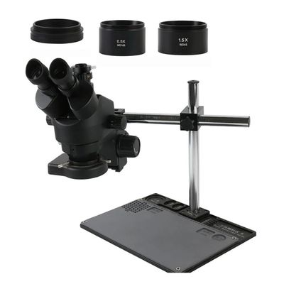 Microscope Accessories Kit 7-45X 3.5X-90X Trinocular Stereo Zoom Microscope Phone Soldering Repair Platform Stand with 0.5X 1.0X 0.7X 2.0X Objective Lens Microscope Slides ( Color : With 1.0x 0.5x 1.5