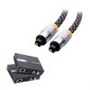 Cable Matters 990ft Extra Long Range Audio Over Ethernet Adapter Kit with Built-in Digital to Analog Converter(DAC), Support Optical Audio Toslink, L/R RCA & Toslink Cable 6 Feet with Metal Connectors view 1
