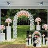 15x10ft Wedding Arch Pink Rose Photography Background, White Flower Wall Backdrop view 1