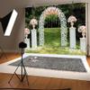 15x10ft Wedding Arch Pink Rose Photography Background, White Flower Wall Backdrop view 4