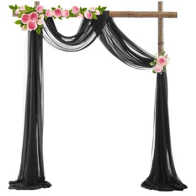 KeuLen Wedding Arch Draping Fabric,50 * 570cm 10PCS Wedding Arch Draping Fabric Chiffon Arch Drapes for Party Outdoor Decor Table Runner Sheer (Color : Black)