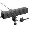 CCCEI Standing Desk Clamp Power Strip with 15 Outlets, Black Desktop Edge Mount Surge Protector Outlet, Fast Charging USB-A and 45W USB-C Ports, 6 FT Flat Plug, Black Fit 1.6 inch Table top. view 1