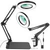 VITOTC 12X Magnifying Glass with Light and Clamp, Real Glass Stand Lighted Magnifier, 5 Color Modes Stepless Dimmable LED Desk Lamp Hands Free for Crafts Hobby Reading Painting Sewing Close Work view 1