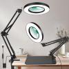 VITOTC 12X Magnifying Glass with Light and Clamp, Real Glass Stand Lighted Magnifier, 5 Color Modes Stepless Dimmable LED Desk Lamp Hands Free for Crafts Hobby Reading Painting Sewing Close Work view 3