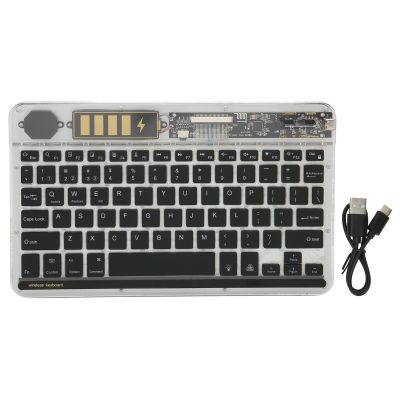 10in Transparent Wireless Keyboard, Multi-Device Slim Wireless Keyboard Multi Device Connect Backlight Ultra Thin Tablet Keyboard (Black)