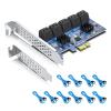 10-Port PCIe SATA 3.0 Expansion Card, x1 Lane with 10 SATA Data Cables, Supports 6Gbps SSD/HDD Storage Upgrade for Desktop PC view 1