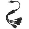 UXWEN 3 Prong 1 to 4 Outlet Power Cord Splitter Cord, 1.6FT 16AWG 10A/1250W, NEMA 5-15P to 3X NEMA 5-15R Y Style 3-Outlet Extension Cord for Home, Room, Office (Black) view 1