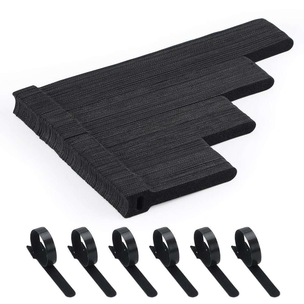 150PCS Cable Ties, 4+6+8+10 inch Cable Ties for Cable Management, Adjustable Fastening, Multi-Purpose Reusable Hook and Loop for Home, Office and GarageBlack