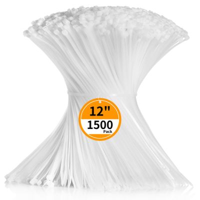 Cable Zip Ties 12 inch Cehony 1500 Pack White Zip Ties Heavy Duty 50lbs Tensile Strength Plastic Zip Ties for Outdoor and Indoor Multi-Purpose Cable Ties Self-Locking UV Resistant Wire Ties Wraps