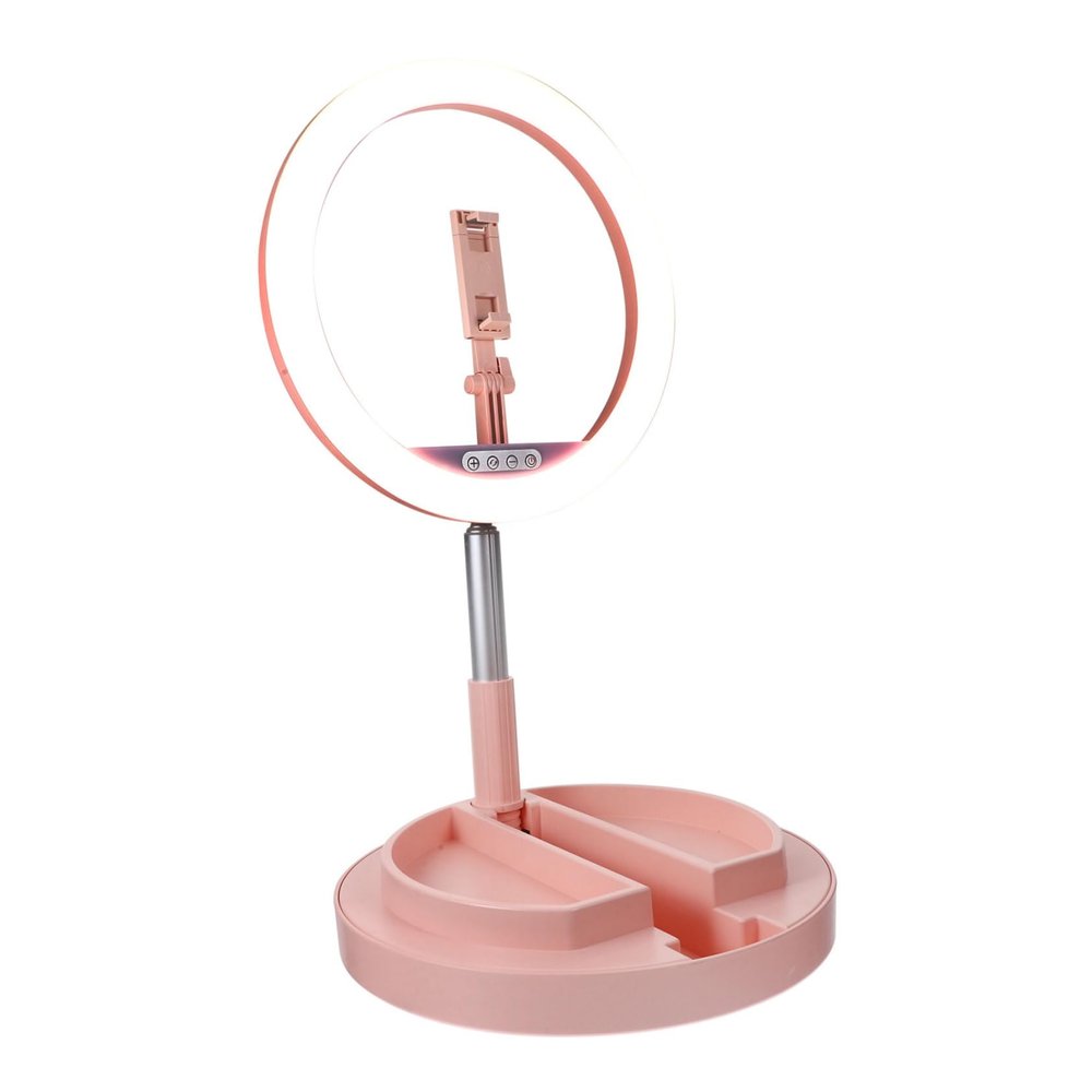 HOOTNEE Modes Led Ring Light Bracket Selfie Ring Light Stand Streaming Level Brightness Pink