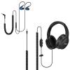 Joysico 19.5Ft / 6M Long Cord Over Ear Headphones with Volume Control, 16Ft Long Cord in-Ear Earbuds with Mic and Volume Control Bundle, Spring Coil Wire, Extension Cable, 3.5mm AUX, for TV PC Laptop view 1