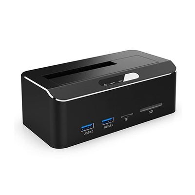 External 2.5"/3.5" USB 3.0 5Gbps SATA Hard Drive Docking Station HDD SSD Box 2 x USB 3.0 Hub TF/SD Card Reader Support UASP