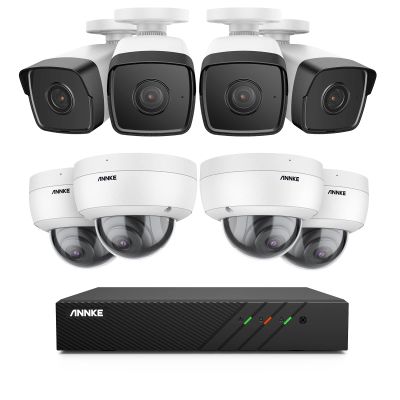 ANNKE 5MP Security Camera System with 8MP 8 Channel PoE NVR, 8pcs 5MP Indoor/Outdoor Wired IP POE Smart Cameras, 100 ft Night Vision, Remote Access, Motion Detection, Motion Alert, No Hard Drive