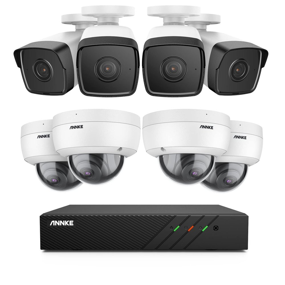 ANNKE 5MP Security Camera System with 8MP 8 Channel PoE NVR, 8pcs 5MP Indoor/Outdoor Wired IP POE Smart Cameras, 100 ft Night Vision, Remote Access, Motion Detection, Motion Alert, No Hard Drive