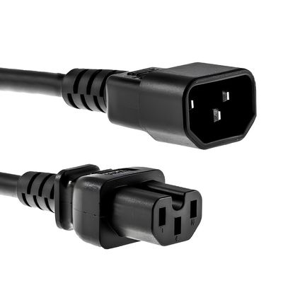 CablesAndKits - AC Power Cord Extension (3ft) - C14 to C15-15A/250V, 14 AWG Power Cord - Heavy-Duty Power Cable for PDU, UPS, Electronics, Network and Data Center Needs - (Black)