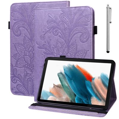 VODEFOX Case for Samsung Galaxy Tab S10 Lite/S10 FE/ S9 FE 10.9 inch/Galaxy Tab S9 11 Inch, PU Leather Lace Floral Protective Cover with Card Slots - Purple