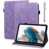 VODEFOX Case for Samsung Galaxy Tab S10 Lite/S10 FE/ S9 FE 10.9 inch/Galaxy Tab S9 11 Inch, PU Leather Lace Floral Protective Cover with Card Slots - Purple view 1