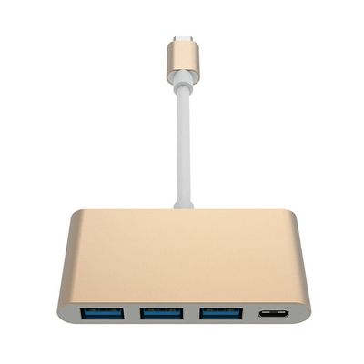 USB3.0, 5Gbps High-Speed Transmission Type C to USB 3.1/PD+3USB 3.0 HUB Adapter USB Type C Hub (Color : Gold)