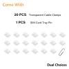 COMRUN 60 Pcs Clear Cable Clips with 3M Adhesive, Wire Holders Under Desk, Cord Management for Wall, Car, Ethernet, PC, Christmas Light Indoor/Outdoor view 2