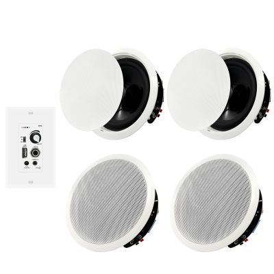PNWCZ 6.5'' Bluetooth in Ceiling Speakers with Wall Amplifier Receiver 600W Flush Mount Ceiling & in-Wall Speaker System for Home Theater Office Bathroom Living Room Kitchen(2Pairs)
