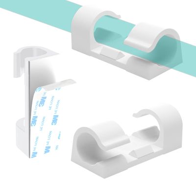 COMRUN 60 Pcs White Cable Clips with 3M Adhesive, Wire Holders Under Desk, Cord Management for Wall, Car, Ethernet, PC, Christmas Light Indoor/Outdoor