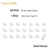 COMRUN 60 Pcs White Cable Clips with 3M Adhesive, Wire Holders Under Desk, Cord Management for Wall, Car, Ethernet, PC, Christmas Light Indoor/Outdoor view 2