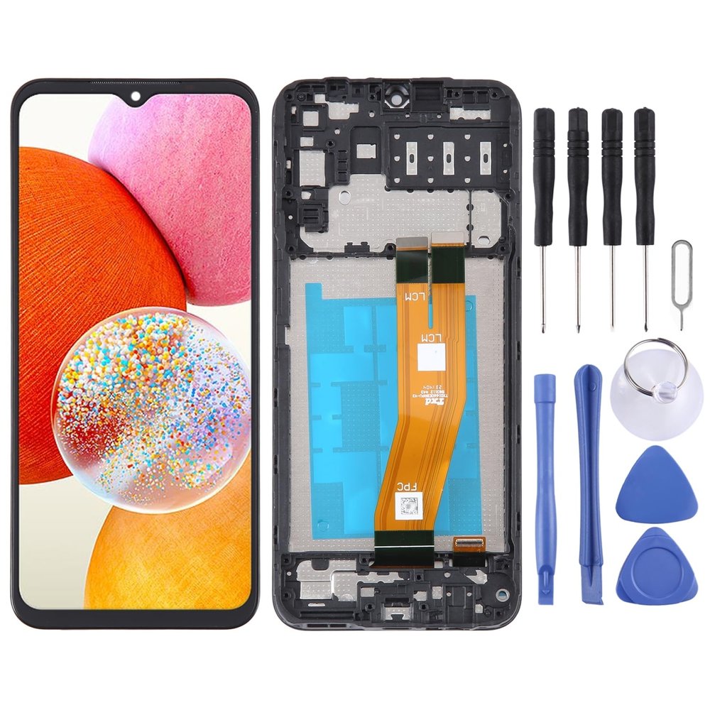Lingland Cell Phone kit LCD Screen for Samsung Galaxy A14 SM-A145F Digitizer Full Assembly with Frame Screen Overall Assembly (Color : Color1)