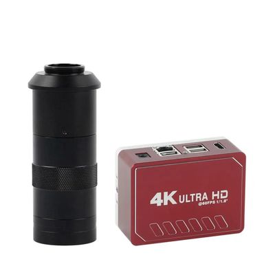 Microscope Accessories Kit UHD 8MP 4K HDMI USB LAN Industrial Microscope Measuring Camera Digital Electronic Magnifier U Disk Storage With Video Recorder Microscope Slides ( Color : With 100x lens )