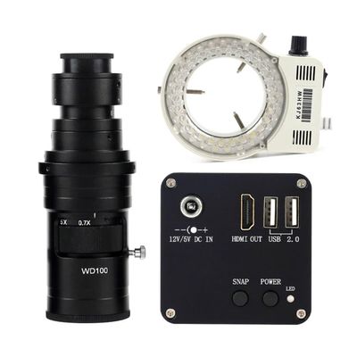 Microscope Accessories Kit 4K 30FPS FHD HDMI Digital Industrial Video Microscope Camera Video Image Storage For Biological Microscope Stereo Microscope Microscope Slides ( Color : 200x lens with Light