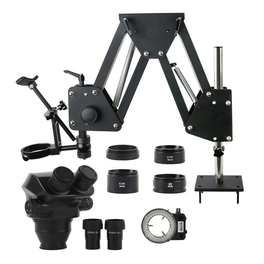 ZTBH Microscope Accessories Kit 7X-50X 100X Zoom Stereo Binocular Microscope 10X22MM Eyepieces Extension Spring Bracket Base Stand Fit for Inlay Jewelry Diamond Gem Microscope Slides