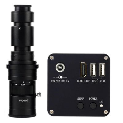 ZTBH Microscope Accessories Kit 4K 30FPS FHD HDMI Digital Industrial Video Microscope Camera Video Image Storage for Biological Microscope Stereo Microscope Microscope Slides (Color : with 500x Lens)