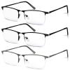 WEIMELTOY 3 Pack Blue Light Blocking Reading Glasses for Men, Stylish Half Frame Metal Computer Readers, Lightweight Spring Hinge Eyeglasses Anti Eyestrain/Glare/UV (2PCS Black+1PCS Gray,+2.5) view 1