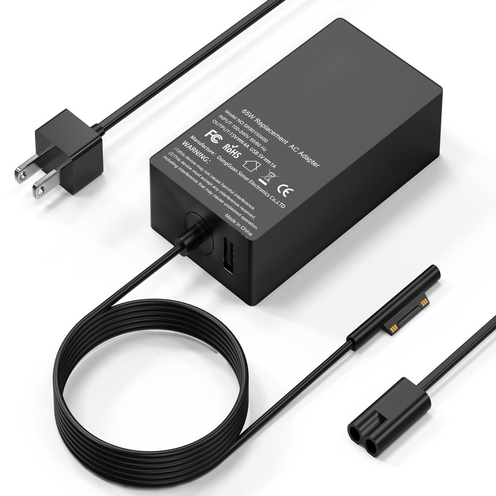COWOOGMZ Surface Pro Charger-65W Surface Charger Compatible with Microsoft Surface Pro 9,8,7+,7,6,5,4,3,X,10,Surface Book 3,2,1,Surface Go 3,2,Surface Laptop Studio,Support 44W,36W,24W Surface Charger