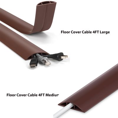 4ft Cord Hider Floor, Heavy Duty Cord Covers for Wires on Floor, Brown Floor Cable Management, Hide Cord Cover Floor & Cord Hider Floor 4FT Brown