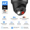 8MP PoE IP Camera Outdoor Indoor,4K Smart Dual Light Turret Camera,Human/Vehicle Detection,Hybrid Color Night Vision,Bulit-in Mic,Full Metal Housing,2.8mm Lens 105Wide Angle,IP67,ON-VIF (Black) view 2
