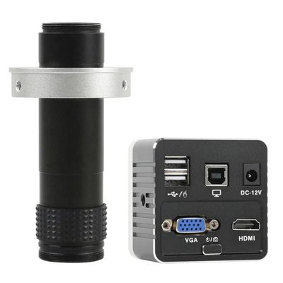 ZTBH Microscope Accessories Kit HDMI VGA USB 1080P 5MP IMX335 Digital Industrial Mouse Measureing Video Microscope U Disk Storage C Mount Soldering Camera Microscope Slides (Color : with 130x Lens)