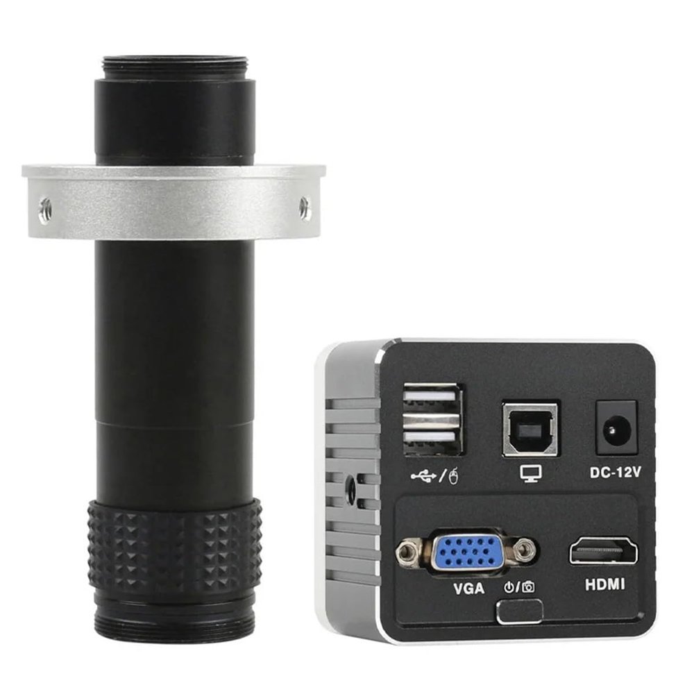 ZTBH Microscope Accessories Kit HDMI VGA USB 1080P 5MP IMX335 Digital Industrial Mouse Measureing Video Microscope U Disk Storage C Mount Soldering Camera Microscope Slides (Color : with 130x Lens)