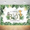 10x6.5ft Safari Baby Shower Backdrop A Little Boy is On His Way Photography Background Jungle Animals Baby Shower Party Decoration Supplies Photo Booth Props Table Banner view 1