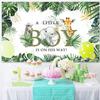 10x6.5ft Safari Baby Shower Backdrop A Little Boy is On His Way Photography Background Jungle Animals Baby Shower Party Decoration Supplies Photo Booth Props Table Banner view 3